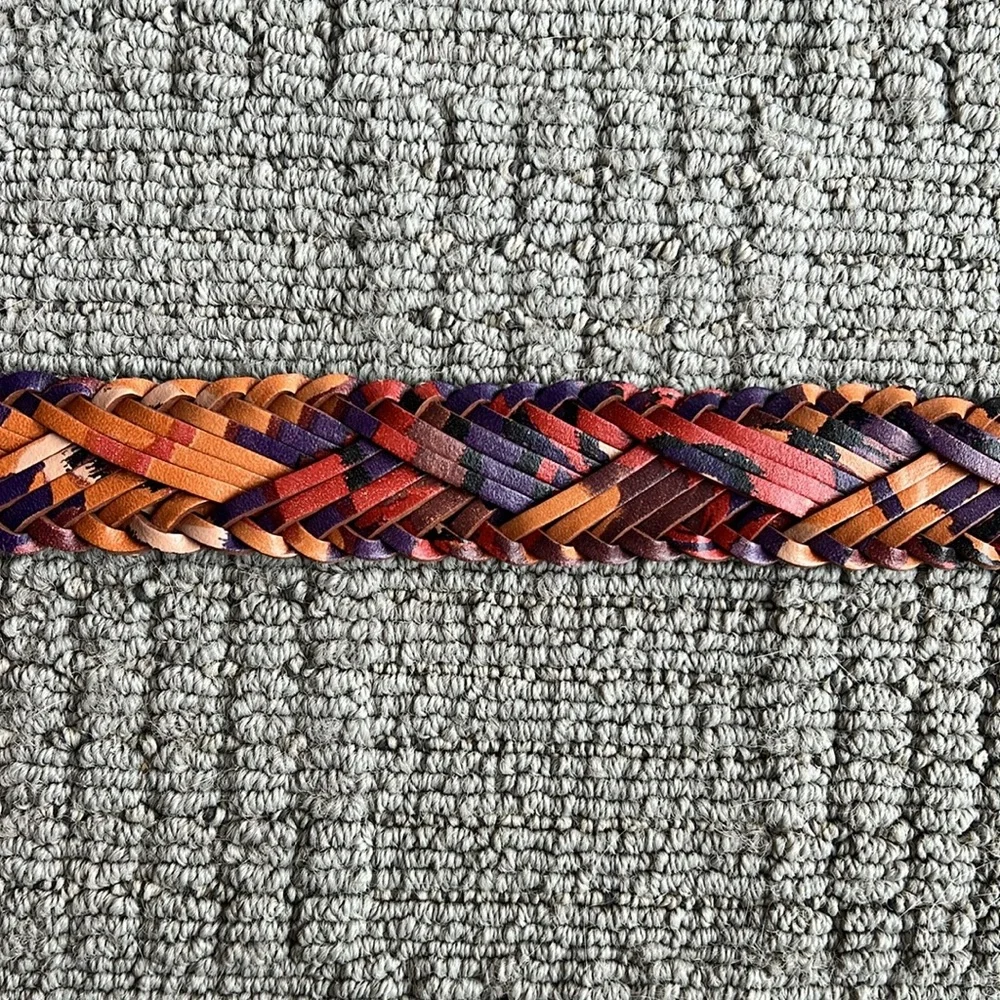 Multicolor Woven Genuine Bonded Leather Belt